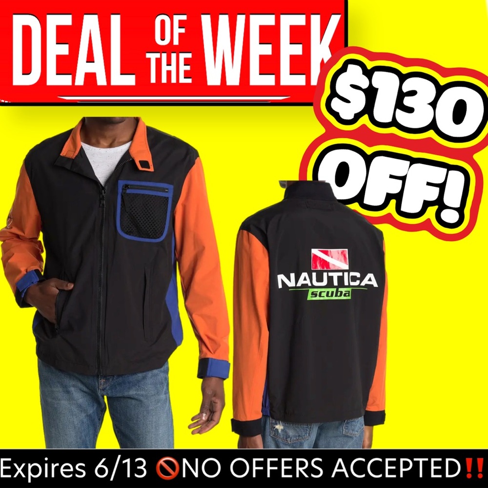 🔥🆕 Nautica Colorblock Scuba Jacket Black & orange